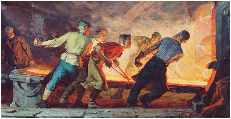 young steel workers